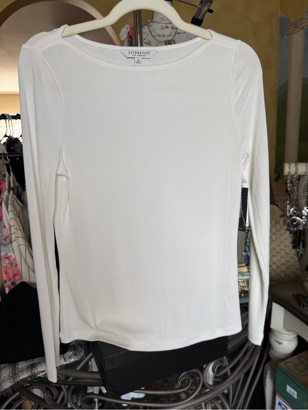 Liverpool Cream Ribbed Long-Sleeve Top